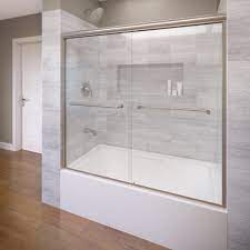 The hinged safety tempered glass door can accommodate a left or right opening. Infinity Semi Frameless 1 4 Inch Glass Sliding Bath Tub Door Basco Shower Doors