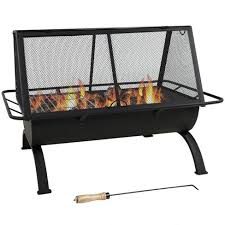 Cast iron fire pit grill grate. Sunnydaze Outdoor Camping Or Backyard Rectangular Northland Fire Pit With Cooking Grill Grate Spark Screen Log Poker And Fire Pit Cover 36 Target