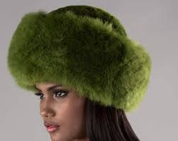 Luxurious Baby Alpaca fur hat Green, Ladies women hat, russian women hat,  cossack hat, alpaca hat fluff, hat women winter