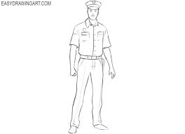 How To Draw A Police Officer Easy Easy Drawing Art Police Officer Police Art Soldier Drawing