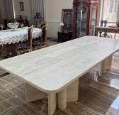 Dining table travertine national marble by @travertine.art, Matt Finish, Customise your table according to your wish, A piece that combines simplicity with elegance, featuring a modern geometric ...