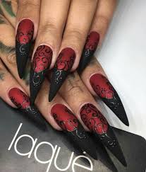 Summer Acrylic Red And Black Nail Designs Pin By Deana Siple On Goth Nails Stilleto Nails Designs Goth Nails Red Nails