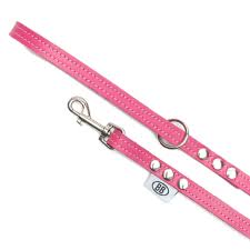 Buddy Belts Premium Leather Leash Hot Pink