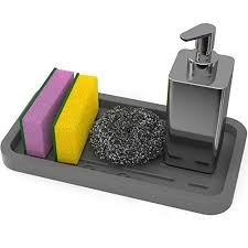 I've seen poorly rinsed sponges left sitting in the bottom of a grime filled sink soaking in waste water on a daily basis. Silicone Sink Tray Sponges Soap Dispenser Cleaning Brush And Dishwashing Scrubbers Organized Holder Kitchen Sponge Holder Kitchen Sink Caddy Sink Organizer