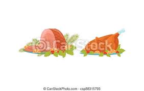 19 fabulous christmas eve dinner recipe ideas · 1. Whole Roasted Chicken And Ham Served On Plate With Orange Slices As Traditional Christmas Eve Dinner Vector Set Traditional Canstock