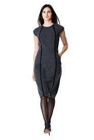 Contrast Trim Ottoman Stripe Knit Sheath Dress Eshakti Nice Dresses Modest Dresses Summer Dresses For Women