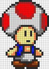 Toad Kandi Pattern Pixel Art Perler Bead Mario Perler Bead Patterns