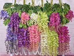 Hanging Wisteria White Artificial Flower Silk Flowers Wedding Flowering Vines Artifical Flowers