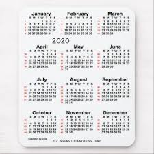 2020 Large Print White 52 Week Calendar By Janz Mouse Pad Holidays Diy Custom Design Cyo Holiday Family Custom Calendar Weekly Calendar Calendar