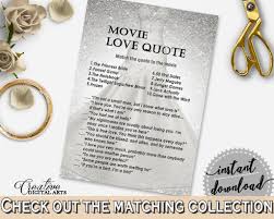 Here's looking at you, kid, we'll always have paris, and play it, sam, are among the memorable lines from the 1942 classic movie casablanca. Silver Wedding Dress Bridal Shower Movie Love Quote Game In Silver And Studio 118