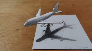 See more ideas about 3d drawings, easy 3d drawing, graph paper art. Drawing Airplane How To Draw 3d Airplane Boeing 747 3d Flight Illusion Youtube