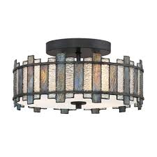 If your new light fixture doesn't match your old mount type, you'll have to remove the bracket from the junction box and change the screws. Quoizel Sentry 14 In Black Tiffany Semi Flush Mount Light In The Flush Mount Lighting Department At Lowes Com