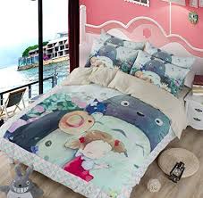 Yoyomall My Neighbor Totoro Painting Velvet Bedding Children Lovely Short Plush Bedding Sets Cartoon My Neighbor Totoro With Images Totoro Kids Duvet Cover Studio Ghibli