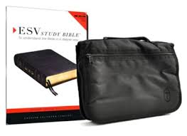 esv study bible genuine leather black with bible cover