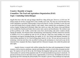 Students names, school, country represented, and advisor name 2. Sample Position Paper Mun Sample Position Papers