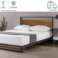 Wood platform bed frame king. Bulky Zinus Suzanne Metal And Wood Platform Bedframe 7 Inch Single Super Single Queen King Size Lazada Singapore
