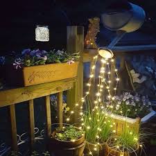 Watering Can Lights Waterfall Lights Five 6 Foot Strands On Silver Wire 20 Warm White Lights Strand 100 Lights Solar Powered No Can Waterfall Lights Fairy Lights Christmas Lights