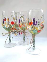 Wine Glasses Hand Painted Wine Glasses Keepsake Gift Idea Bridesmaid Gift Weddi Diy Wine Glasses Painted Wine Glass Crafts Hand Painted Wine Glasses Diy