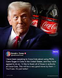 🇺🇸 TRUMP DOES IT AGAIN: REAL CANE SUGAR COMING TO COCA-COLA 🥤💥  President Trump just announced that Coca-Cola will begin using REAL cane  sugar in its U.S. products — after personally speaking