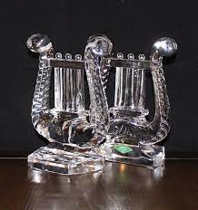 Vintage Pair Of Shannon Lead Crystal Lyre Harp Bookends Ireland Lead Crystal Bookends Crystals
