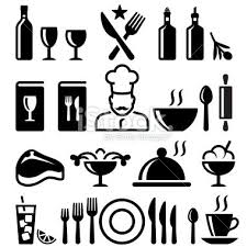 Black And White Restaurant Clipart Restaurant And Fine Dining Black White Set Desenho