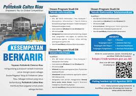 Maybe you would like to learn more about one of these? Lowongan Dosen Pegawai Tetap Politeknik Caltex Riau Lowongan Kerja Bumn Bulan Agustus 2021