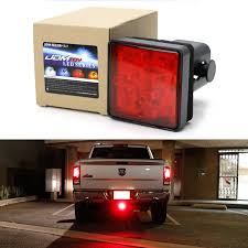 Ijdmtoy Red Lens 15 Led Super Bright Brake Light Trailer Hitch Cover Fit Towing Hauling 2 Standard Size Receiver Walmart Com Walmart Com