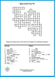 Halloween crossword puzzle halloween crossword puzzle 15 halloween. Tv Crossword Puzzles Fox Tv Shows