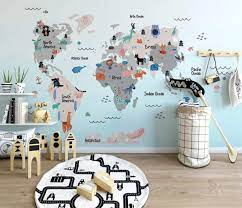 Fun eat sleep play football boys bedroom vinyl graphic wall art car sticker door. Murwall Kids Wallpaper Kids World Map Wall Mural Nursery Map Wall Decor Girls Boys Bedroom Wall Art Kindergarten Wall Paint Art Baby Room Buy Online In Dominica At Dominica Desertcart Com Productid 89155501