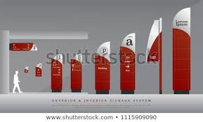 Exterior And Interior Signage Directional Pole And Traffic Signage System Design Template Set Empty Space For Logo In 2020 Signage Signage System Traffic Signage