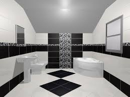 Black White Model De Design Pentru Baie Cu Gresie Faianta Si Decoruri Din Colec Bathroom Interior Design Bathroom Design Luxury Small House Elevation Design
