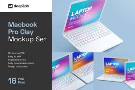 7 free smartphone & notebook psd mockups. Macbook Pro Clay Mockup Set In Device Mockups On Yellow Images Creative Store