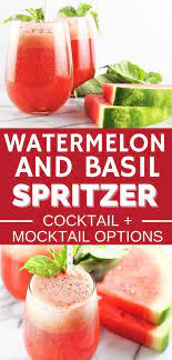 Watermelon Basil Spritzer Milk Honey Nutrition Watermelon Recipes Drinks Summer Drink Recipes Summer Recipes