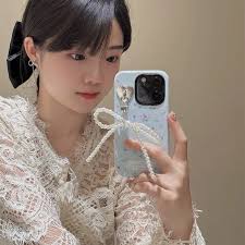 Korean Sweet Pearl Bow Phone Charm Pendant Keychain for Bag IPhone Samsung  Accessories Women Girl Strap Lanyard Pendant Decor