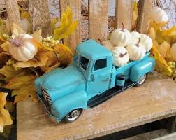 Blue Old Fashioned Pumpkin Truck Red Truck Decor Truck Baby Shower Pumpkin Truck