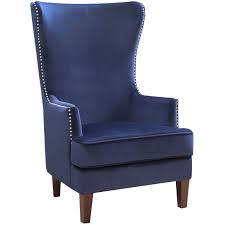 Kori Navy High Back Accent Chair With Nailhead Trim High Back Accent Chairs Blue Accent Chairs Accent Chairs