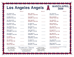 Chesapeake angels baseball team, pasadena, maryland. Printable 2020 Los Angeles Angels Schedule