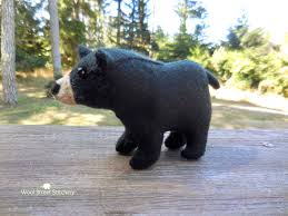 Black Bear Stuffed Animal Realistic Black Felt Bear Felt Stuffed Animal Realistic Bear Soft Toy Woodland Decor Animal Felt Animals Animals Bear Felt