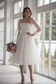 Boho Wedding Dress Tea Length Short Mini Tulle Peas Light Etsy In 2021 Civil Wedding Dresses Short Wedding Dress 1950s Wedding Dress Tea Length