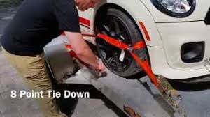 Syneco tie down trailer and luggage… wheel tie down straps are used as one of the best ways to transport vehicles on the back of a flatbed or car hauler trailer. How To Transport My Car On A Trailer 8 Point Tie Down With Grab Hooks Youtube
