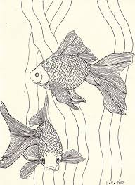 Goldfish Linework Fish Art Drawings Art
