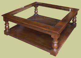 Period Style Large Square Oak Coffee Table With Glass Top Oak Coffee Table Large Square Coffee Table Glass Top Coffee Table