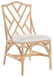 Rattan Chippendale Upholstered Dining Chair Set Of 2 Chairs Tropical Dining Chairs By Kouboo