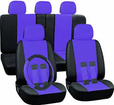 Oxgord 17pc Set Pu Leather Purple Black Auto Seat Covers Set Airbag Compatible Front Low Ba Car Accessories Car Seat Cover Sets Leather Car Seat Covers