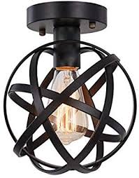 Metal Globe Ceiling Light Seeblen Semi Flush Mount Pendant Ceiling Light With Mini Metal Cage Ceilin Ceiling Lights Globe Ceiling Light Black Flush Mount Light