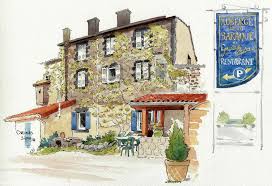 Orcines Auberge La Baraque Parking Painting Illustration Art Painting