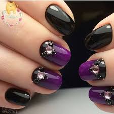 Here too, you can make use of matte or shimmer polishes as you like. Purple And Black Nail Design With Rhinestones Nails Design With Rhinestones Black Nail Designs With Rhinestones Black Nail Designs