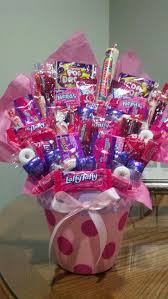 Birthday Gift Baskets For Kids I Think I Shall Make This For Tays Bday Candy Gift Baskets Candy Bouquet Candy Gifts