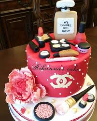 Chanel Make Up Cake Happy Birthday Cake Makeupcake Chanelcake Fondantcake Fondantchanelcake Birthdaycake Party Make U Cake Make Up Cake Cake Design