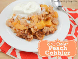 2 cups of canned sliced peaches with syrup. Slow Cooker Peach Cobbler Yummy Healthy Easy